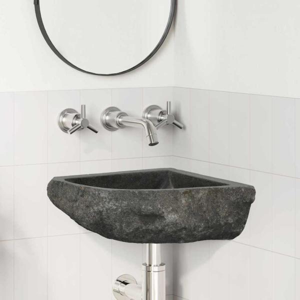 ARDEBO.de - Wandhängende Ecke Waschschüssel Grau (30-37) x (30-37) x 12 cm