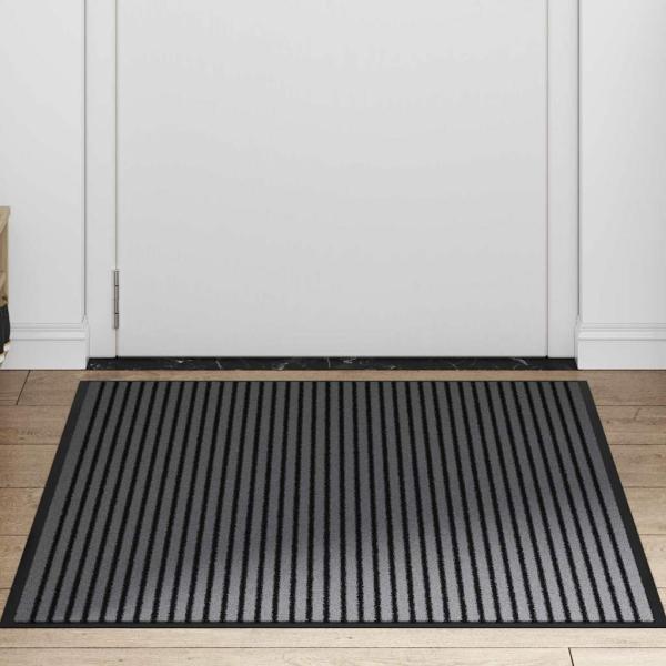 Fußmatte Striped Schwarz und Grau 80 x 120 cm Polypropylen, PVC