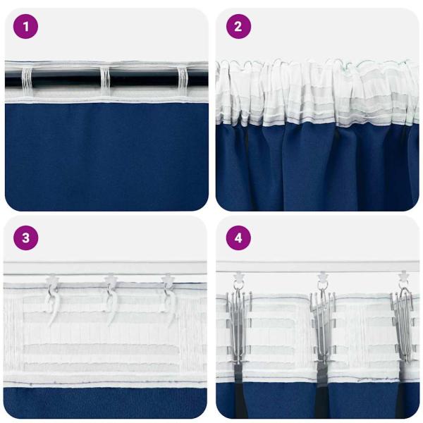 Verdunkelungs-Vorhänge mit Ringen 2 Stk. Dunkelblau Polyester