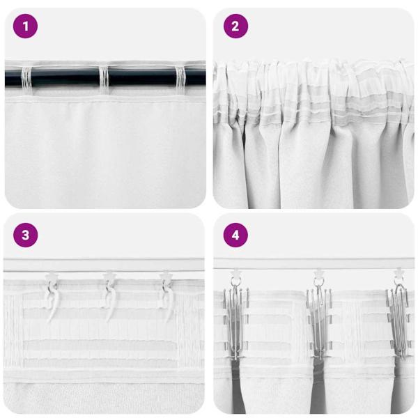 Vorhänge mit Vorhängen 2 pcs Helles Weiß Polyester