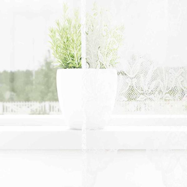 Vorhänge mit Vorhängen Floral Weiß 150 x 180 cm Polyester