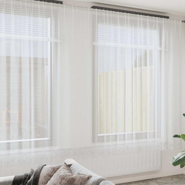 ARDEBO.de - Spitzenvorhang mit Vorhängen Weiß 260 x 1200 cm Polyester