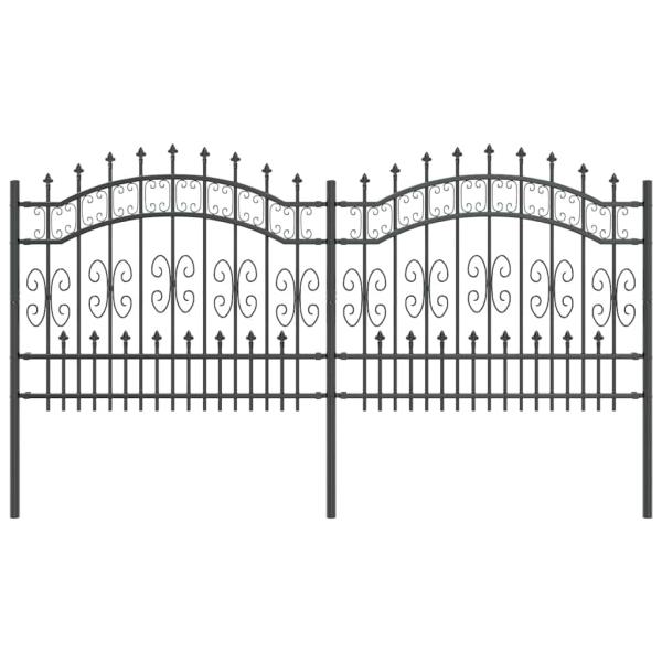 Gartenzaun Grau 140 cm Pulverbeschichteter Stahl