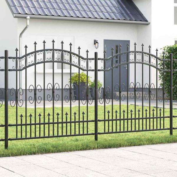 ARDEBO.de - Gartenzaun Grau 165 cm Pulverbeschichteter Stahl