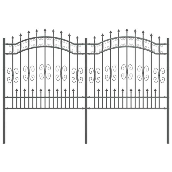 Gartenzaun Grau 165 cm Pulverbeschichteter Stahl