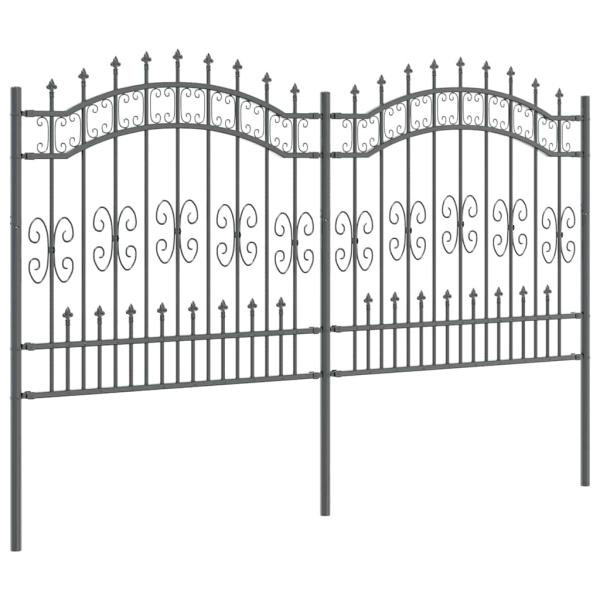 Gartenzaun Grau 165 cm Pulverbeschichteter Stahl