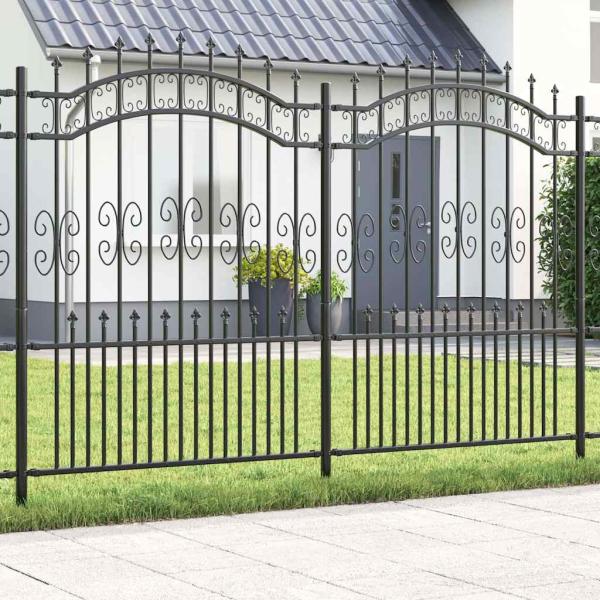 ARDEBO.de - Gartenzaun Grau 190 cm Pulverbeschichteter Stahl