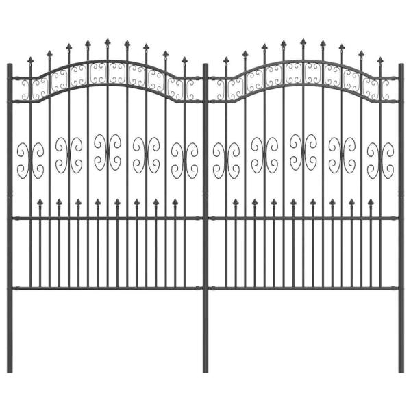 Gartenzaun Grau 190 cm Pulverbeschichteter Stahl