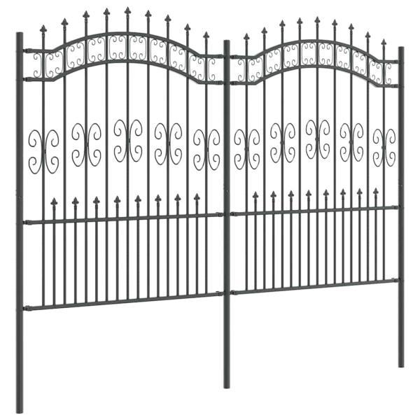 Gartenzaun Grau 190 cm Pulverbeschichteter Stahl