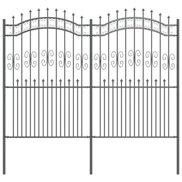 Gartenzaun Grau 215 cm Pulverbeschichteter Stahl