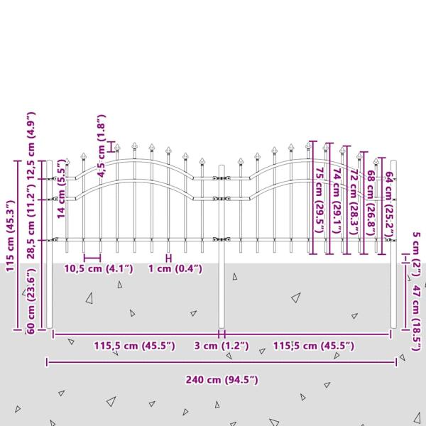 Gartenzaun Weiß 115 cm Pulverbeschichteter Stahl