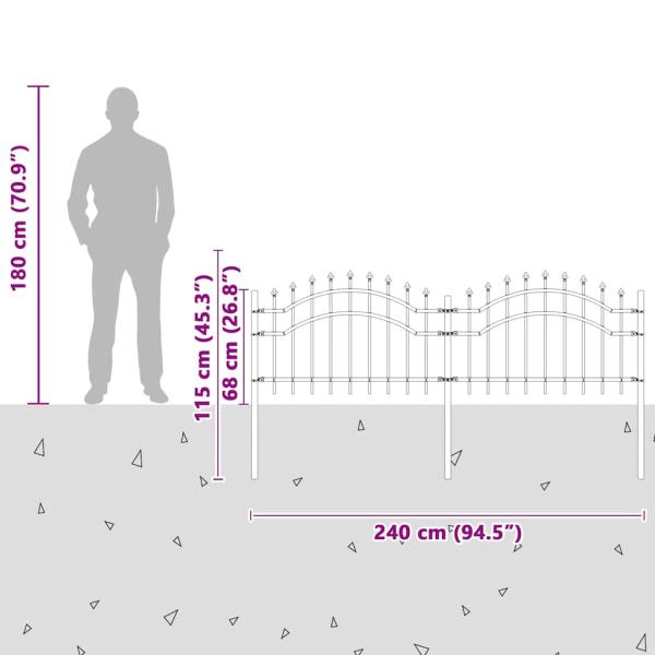 Gartenzaun Weiß 115 cm Pulverbeschichteter Stahl