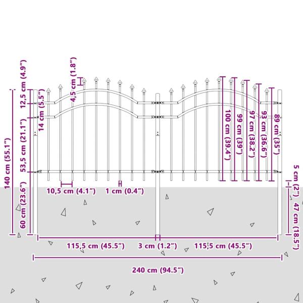 Gartenzaun WOERDEN 240 x 140 cm Pulverbeschichteter Stahl Weiß
