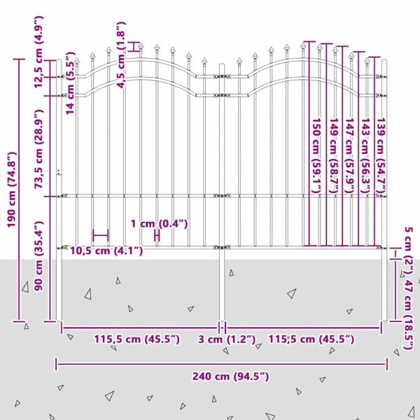 Gartenzaun Weiß 190 cm Pulverbeschichteter Stahl