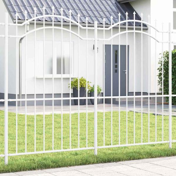 ARDEBO.de - Gartenzaun Weiß 215 cm Pulverbeschichteter Stahl