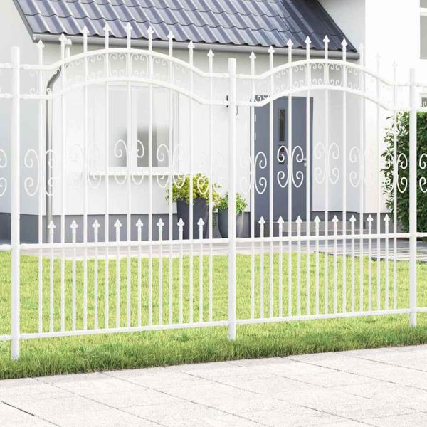 ARDEBO.de - Gartenzaun Weiß 190 cm Pulverbeschichteter Stahl