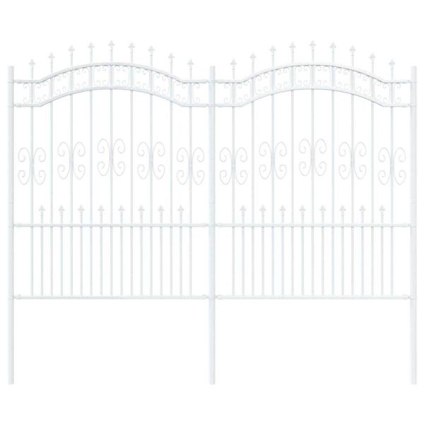 Gartenzaun Weiß 190 cm Pulverbeschichteter Stahl