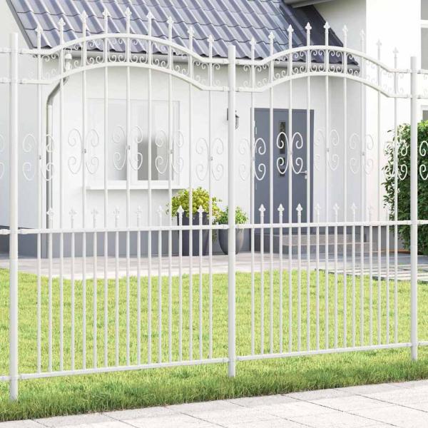 ARDEBO.de - Gartenzaun Weiß 215 cm Pulverbeschichteter Stahl