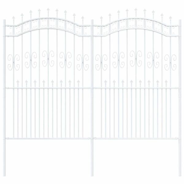 Gartenzaun Weiß 215 cm Pulverbeschichteter Stahl
