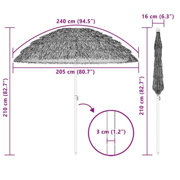 Strandparasol Braun Ø 206 x 209.5 cm Stahl