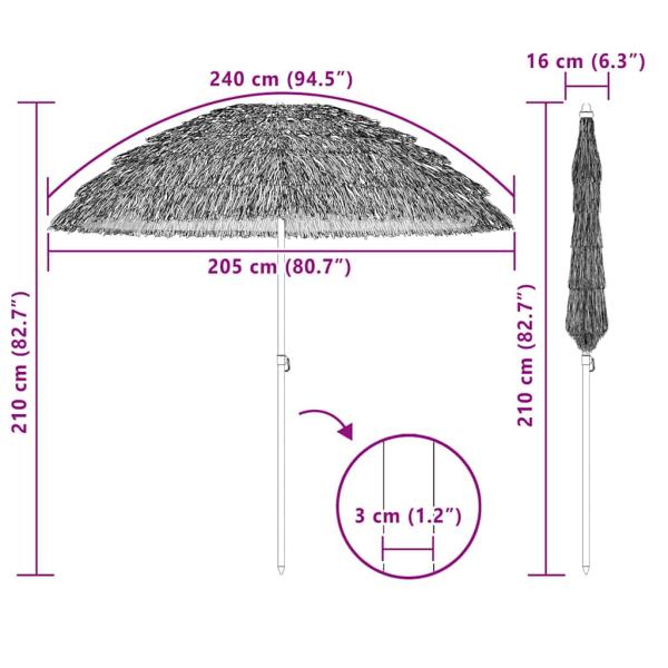 Strandparasol Braun Ø 206 x 209.5 cm Stahl