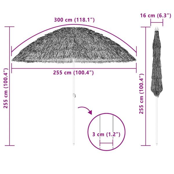 Strandparasol Braun Ø 265 x 267 cm Stahl