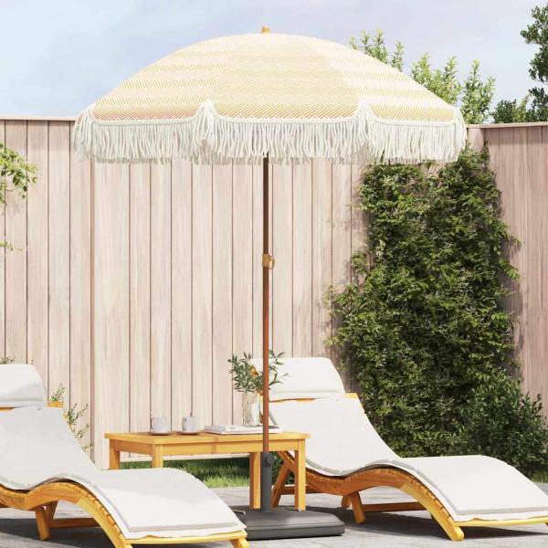 ARDEBO.de - Sonnenschirm Gelb und Weiß Ø 160 x 195 cm Stahl