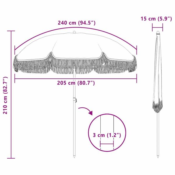 Sonnenschirm Gelb und Weiß Ø 205 x 209 cm Stahl