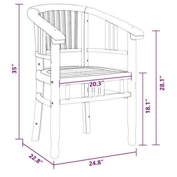 Gartenstühle 2 pcs Braun 63 x 58 x 89 cm Teak-Massivholz