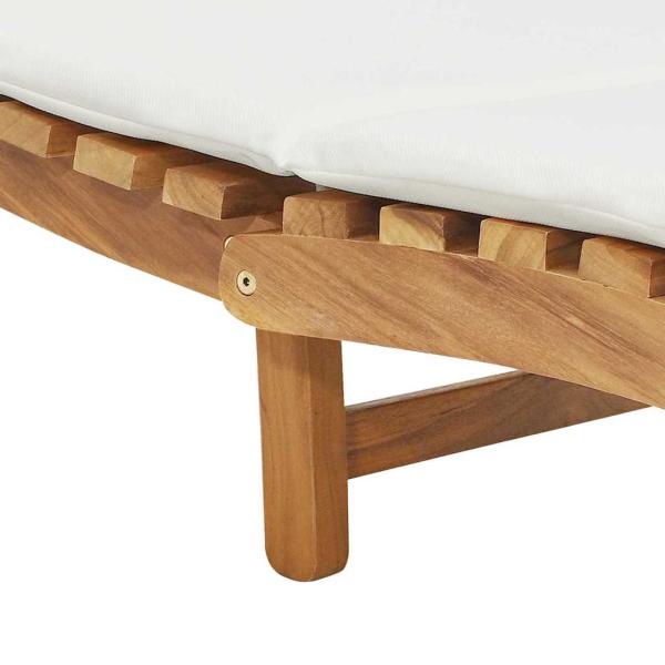 Sonnenliege Cremeweiß 188 x 55 x 59 cm Teak-Massivholz