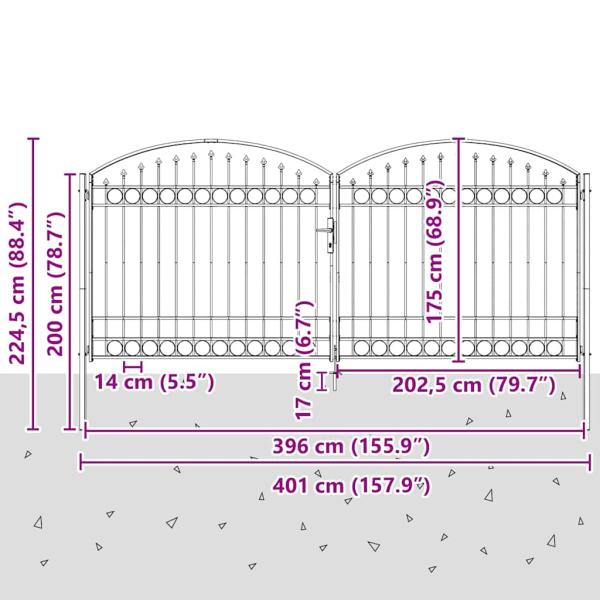 Zaun tor Sonstiges Grau 400 x 175 cm Stahl
