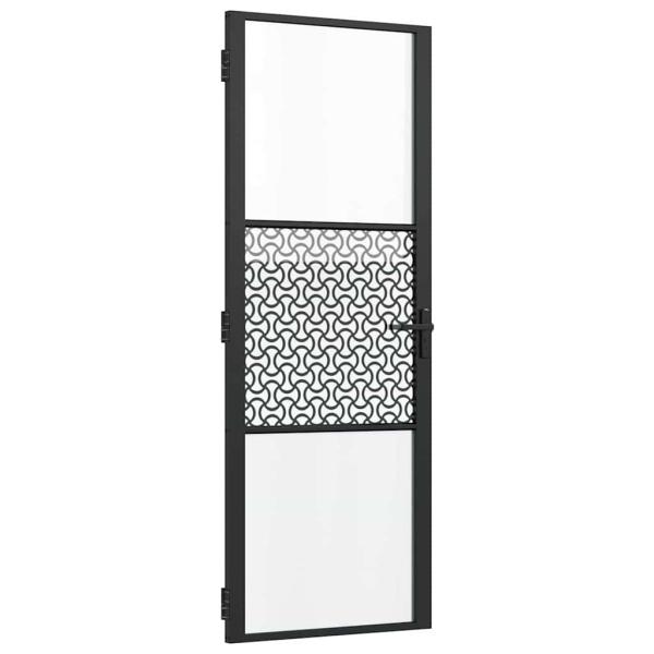 Innentür Schwarz 76 x 201.5 cm Gehärtetes Glas, Aluminium