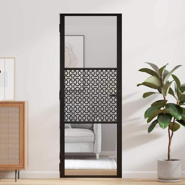 Innentür Schwarz 76 x 201.5 cm Gehärtetes Glas, Aluminium