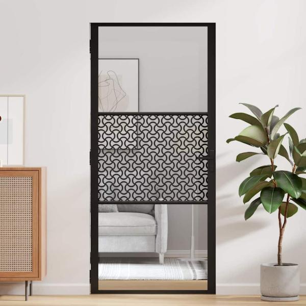 Innentür Schwarz 93 x 201.5 cm Gehärtetes Glas, Aluminium