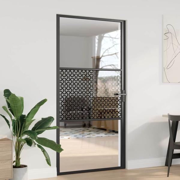 ARDEBO.de - Innentür Schwarz 102.5 x 201.5 cm Gehärtetes Glas, Aluminium