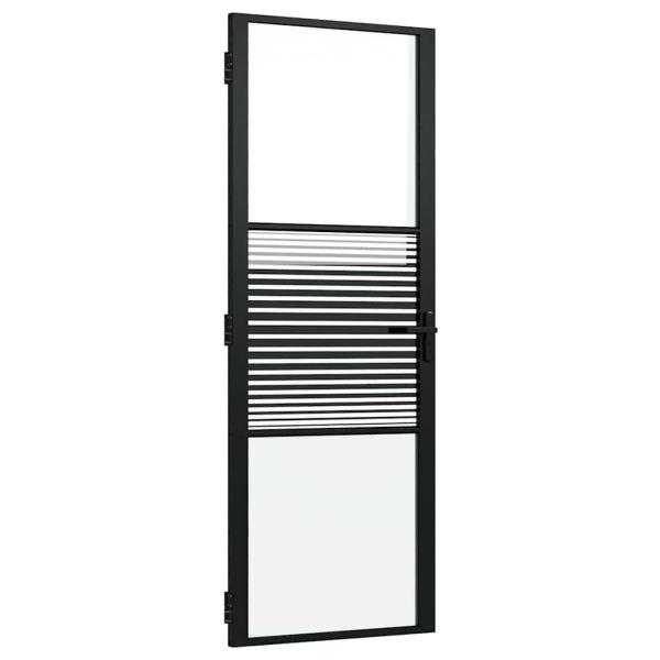 Innentür Schwarz 76 x 201.5 cm Gehärtetes Glas, Aluminium