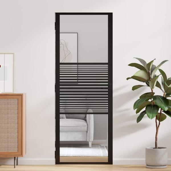 Innentür Schwarz 76 x 201.5 cm Gehärtetes Glas, Aluminium