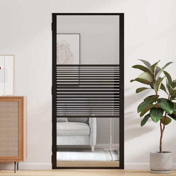 Innentür Schwarz 93 x 201.5 cm Gehärtetes Glas, Aluminium