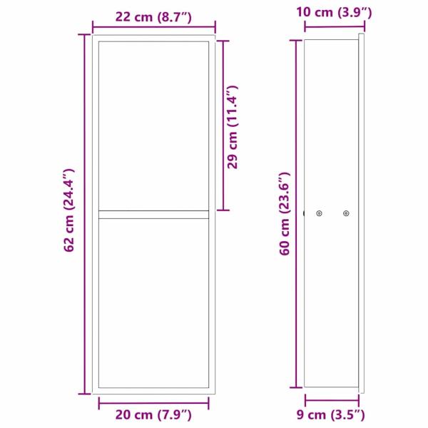 Duschnische Weiß 60 x 20 x 9.5 cm Edelstahl