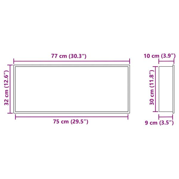 Duschnische Weiß 75 x 30 x 9.5 cm Edelstahl