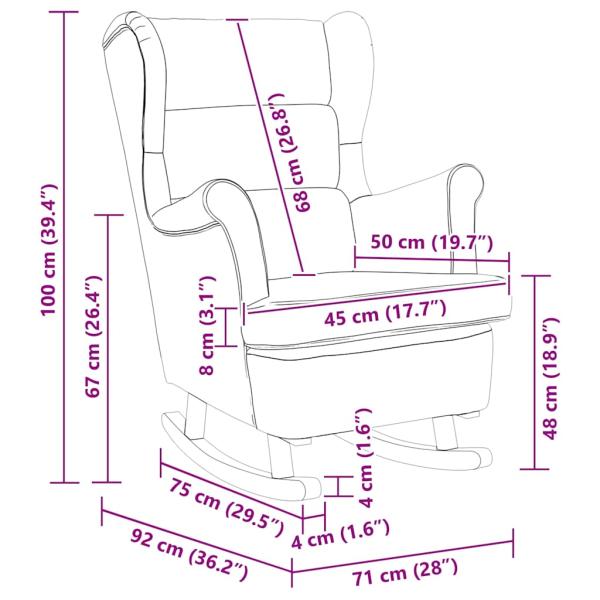 Schaukelstuhl 71 x 92 x 100 cm 100% Polyester Sperrholz