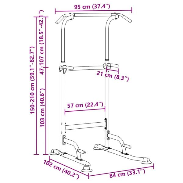 Power Turm Dip Station Schwarz 95 x 102 x (160-210) cm