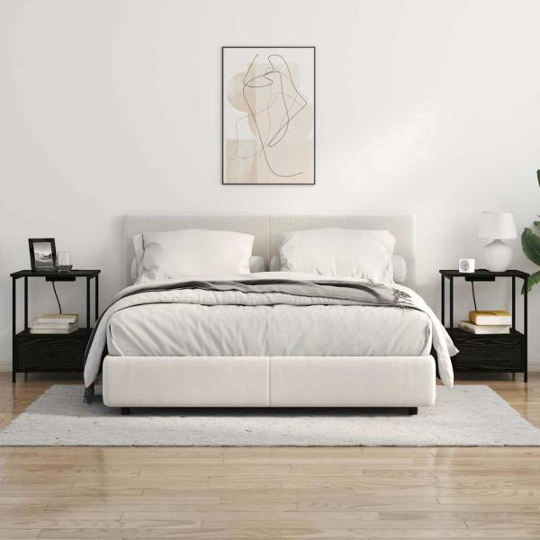 Nachttisch mit Ladestation Schwarze Eiche Holzwerkstoff