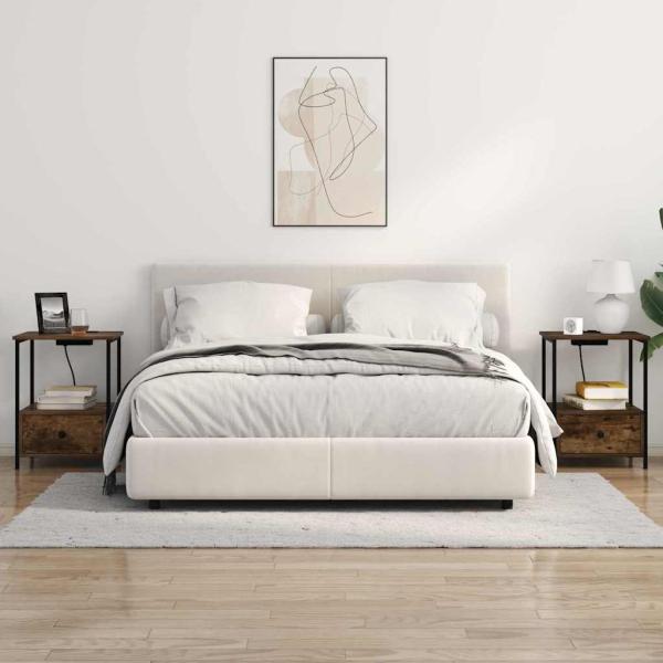 Nachttisch mit Ladestation 2 pcs Räuchereiche Holzwerkstoff