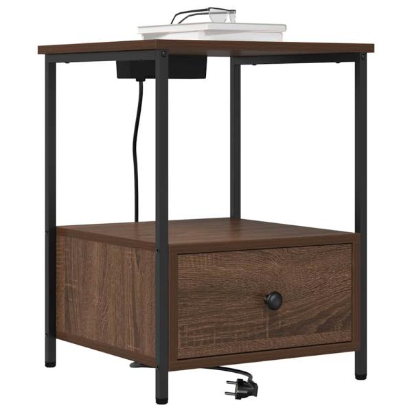 Nachttisch mit Ladestation 2 pcs Braune Eiche Holzwerkstoff