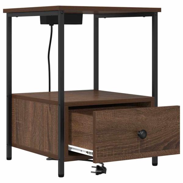 Nachttisch mit Ladestation 2 pcs Braune Eiche Holzwerkstoff