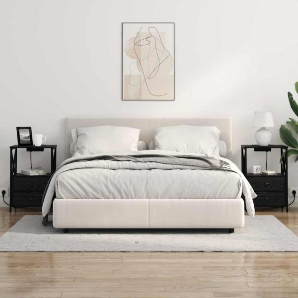 Nachttisch mit Ladestation Schwarze Eiche Holzwerkstoff