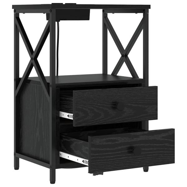 Nachttisch mit Ladestation Schwarze Eiche Holzwerkstoff