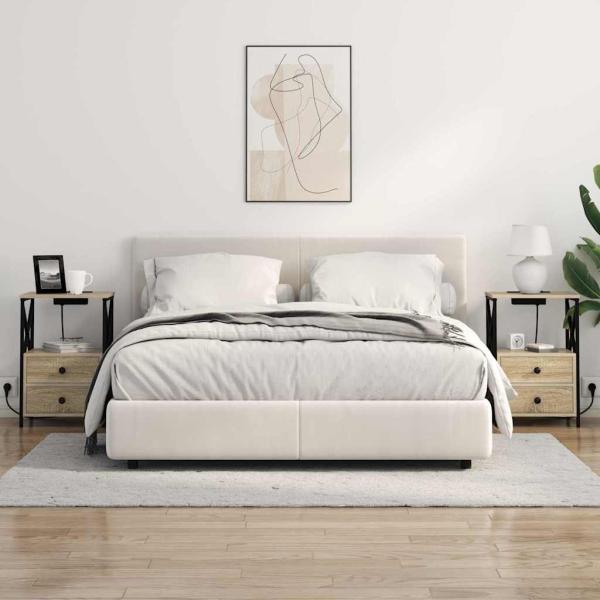 Nachttisch mit Ladestation Sonoma Eiche Holzwerkstoff