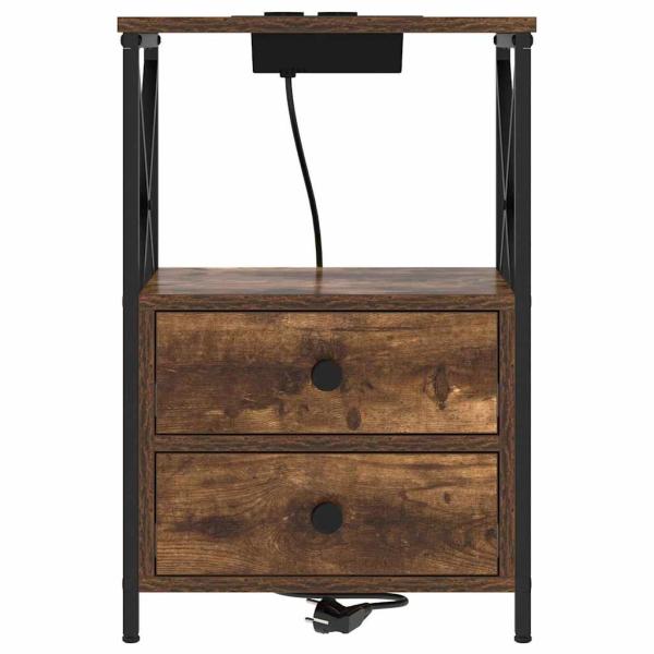 Nachttisch mit Ladestation Räuchereiche Holzwerkstoff